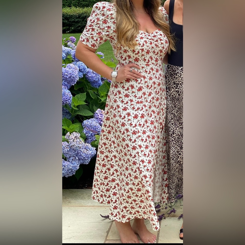WeWoreWhat Floral Red and White Dress